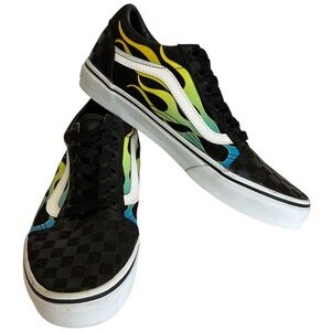 Vans Black and Multicolor Flame Sneakers